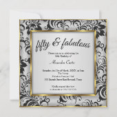 Invitation Fabuleux 50 Photo Gold gris noir Damas anniversair (Devant)