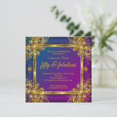 Invitation Fabuleux 50 Photo Gold Mulberry Blue Party (Debout devant)