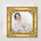 Invitation Fabuleux 50 Photo Or noir diamant anniversaire (Dos)