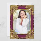 Invitation Fabuleux 50 Photo Plum Gold Pearl fête d'anniversa (Dos)