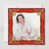 Invitation Fabuleux 50 Photo Red Gold Pearl fête d'anniversai (Dos)