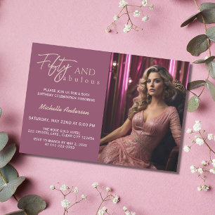 Invitation Fabuleux 50 Photo Rose Gold 50e anniversaire