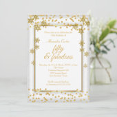 Invitation Fabuleux 50 Photo White Gold Snowflake fête (Debout devant)