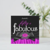 Invitation Fabuleux 50 Pink Black Lace fête d'anniversaire (Debout devant)