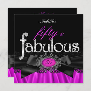 Invitation Fabuleux 50 Pink Black Lace fête d'anniversaire