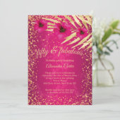 Invitation Fabuleux 50 Pink Gold Sparkle Floral Anniversaire (Debout devant)