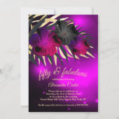 Invitation Fabuleux 50 Plum Purple Gold Black Hibiscus fête (Devant)
