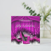 Invitation Fabuleux 50 Plum rose hauts talons plumes Annivers (Debout devant)