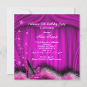 Invitation Fabuleux 50 Plum rose hauts talons plumes Annivers (Dos)