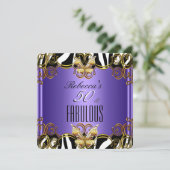 Invitation Fabuleux 50 Purple Gold Black White Zebra (Debout devant)