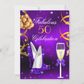 Invitation Fabuleux 50 Purple Gold Heels Champagne Party (Devant)