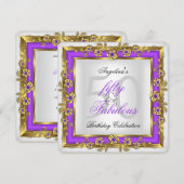 Invitation Fabuleux 50 Purple White Gold fête d'anniversaire (Devant / Derrière)