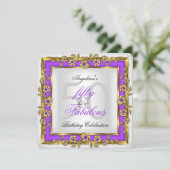 Invitation Fabuleux 50 Purple White Gold fête d'anniversaire (Debout devant)