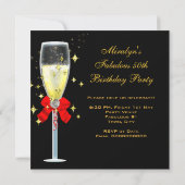 Invitation Fabuleux 50 Red Black Gold Bubbles Party (Dos)