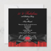 Invitation Fabuleux 50 Red Black Lace fête d'anniversaire (Dos)
