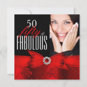 Invitation Fabuleux 50 Red Black Photo Anniversaire (Devant)
