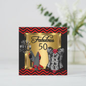 Invitation Fabuleux 50 Red Black Stripe talons Flirty Party (Debout devant)