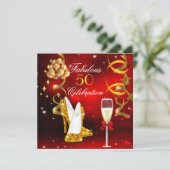 Invitation Fabuleux 50 Red Gold High Heel Champagne Party 2 (Debout devant)
