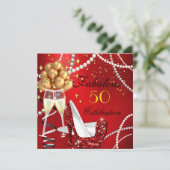 Invitation Fabuleux 50 Red Heels Champagne Anniversaire 2 (Debout devant)