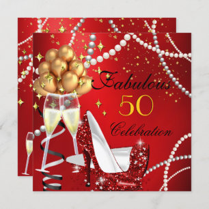 Invitation Fabuleux 50 Red Heels Champagne Anniversaire 2