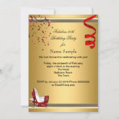 Invitation Fabuleux 50 Red Heels Gold 50th Birthday Party (Dos)