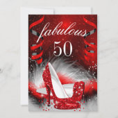 Invitation Fabuleux 50 Red High Heel fête d'anniversaire (Devant)