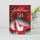 Invitation Fabuleux 50 Red High Heel fête d'anniversaire (Debout devant)
