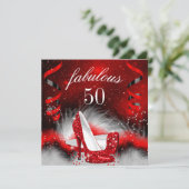 Invitation Fabuleux 50 Red High Heel fête d'anniversaire (Debout devant)