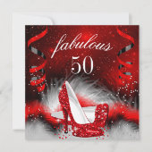 Invitation Fabuleux 50 Red High Heel fête d'anniversaire (Devant)