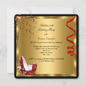 Invitation Fabuleux 50 Red High Heels Gold Birthday Party (Dos)
