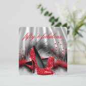 Invitation Fabuleux 50 Red High Heels Silver Black Soie Party (Debout devant)