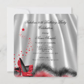 Invitation Fabuleux 50 Red High Heels Silver Black Soie Party (Dos)