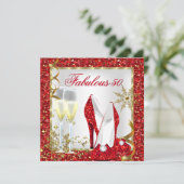 Invitation Fabuleux 50 Red Parties scintillant Gold fête d'an (Debout devant)