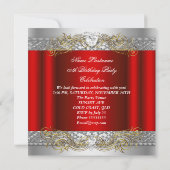 Invitation Fabuleux 50 Red Silver Gold 50th Birthday Party (Dos)
