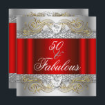 Invitation Fabuleux 50 Red Silver Gold 50th Birthday Party<br><div class="desc">Fabuleux 50 Red Silver Gold Celebration Anniversaire. Coeur Diamont, Élégante Fête des 50 Anniversaires de la Femme Elégante. Customisez avec vos propres détails et votre âge. Modèle de Sweet 16, 16ème, Quinceanera 15ème, 18ème, 20ème, 21ème, 30ème, 40ème, 50ème, 60ème, 70ème, 80ème, 90, 100ème. Zizzago a créé ce design Copyright. Contactez-nous...</div>