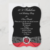 Invitation Fabuleux 50 Red Zebra Black White Anniversaire Par (Dos)