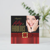 Invitation Fabuleux 50 Regal Red Gold Black Photo Anniversair (Debout devant)