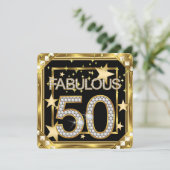 Invitation Fabuleux 50 Retro Glamor Hollywood Gold Frame 2 (Debout devant)
