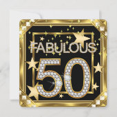 Invitation Fabuleux 50 Retro Glamor Hollywood Gold Frame 2 (Devant)