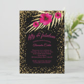 Invitation Fabuleux 50 Rose Black Gold Sparkle Anniversaire (Debout devant)