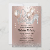 Invitation Fabuleux 50 Rose Gold Balloon High Heel Anniversai (Devant)