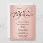 Invitation Fabuleux 50 Rose Gold Typographie 50e anniversaire (Devant)