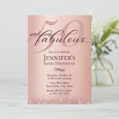 Invitation Fabuleux 50 Rose Gold Typographie 50e anniversaire (Debout devant)