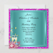 Invitation Fabuleux 50 rose Parties scintillant Turquoise hau (Dos)