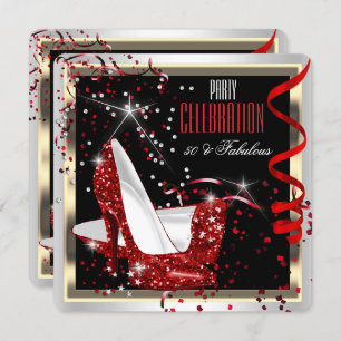 Invitation Fabuleux 50 Rouge Noir Blanc 50e Anniversaire Fête