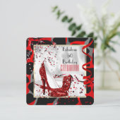 Invitation Fabuleux 50 Rouge Noir Blanc Fête d'Anniversaire (Debout devant)