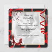 Invitation Fabuleux 50 Rouge Noir Blanc Fête d'Anniversaire (Dos)