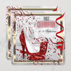 Invitation Fabuleux 50 Rouge Noir Blanc fête d'anniversaire