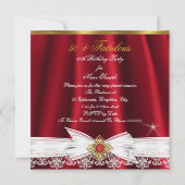 Invitation Fabuleux 50 Rouge Or Blanc dentelle Anniversaire (Dos)