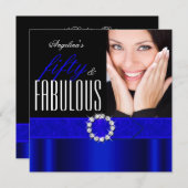 Invitation Fabuleux 50 Royal Blue Black Photo fête d'annivers (Devant / Derrière)